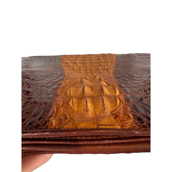 Vintage Linea Pelle Crocodile Two-Tone Hornback Embossed Leather Crossbody Bag - Picture 4 of 13